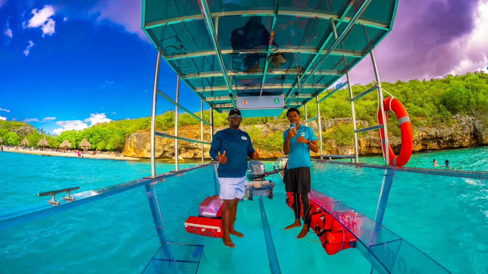 The Clearboat crew and guests over the reef on Curaçao's west coast